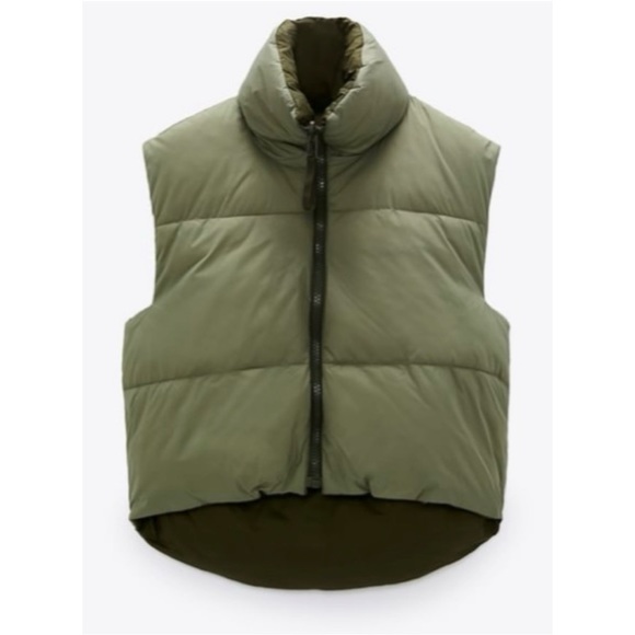 ZARA REVERSIBLE CROPPED PUFFER VEST - Picture 3 of 16